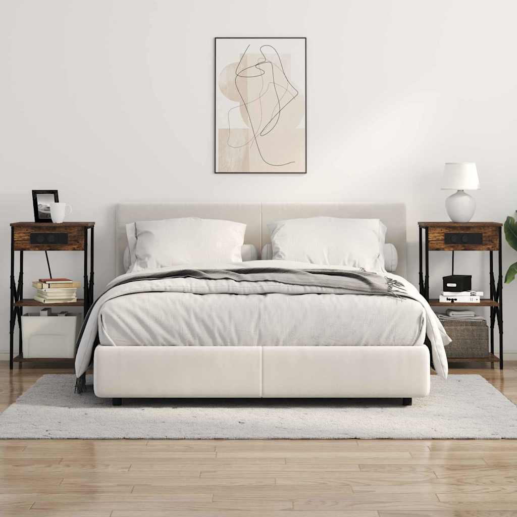 Nachttisch 2 pcs Räuchereiche 41 x 31 x 76 cm Holzwerkstoff