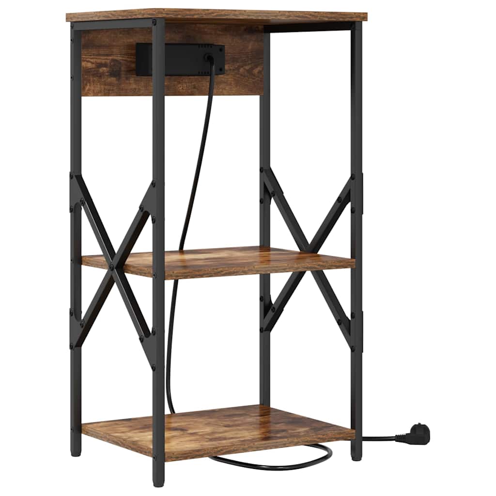 Nachttisch 2 pcs Räuchereiche 41 x 31 x 76 cm Holzwerkstoff