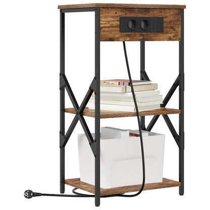 Nachttisch 2 pcs Räuchereiche 41 x 31 x 76 cm Holzwerkstoff