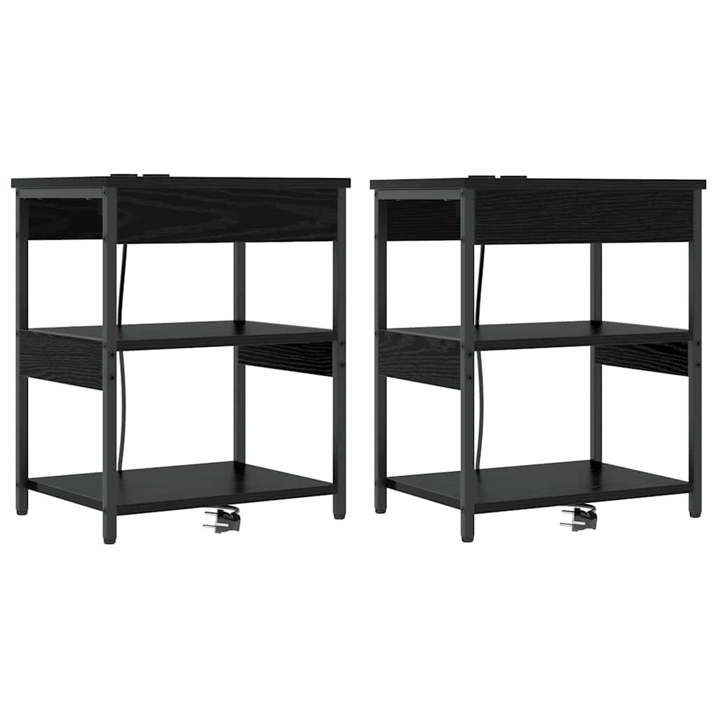 Nachttisch 2 pcs Schwarze Eiche Holzwerkstoff