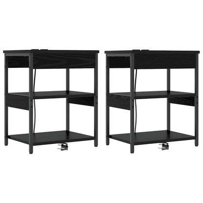 Nachttisch 2 pcs Schwarze Eiche Holzwerkstoff