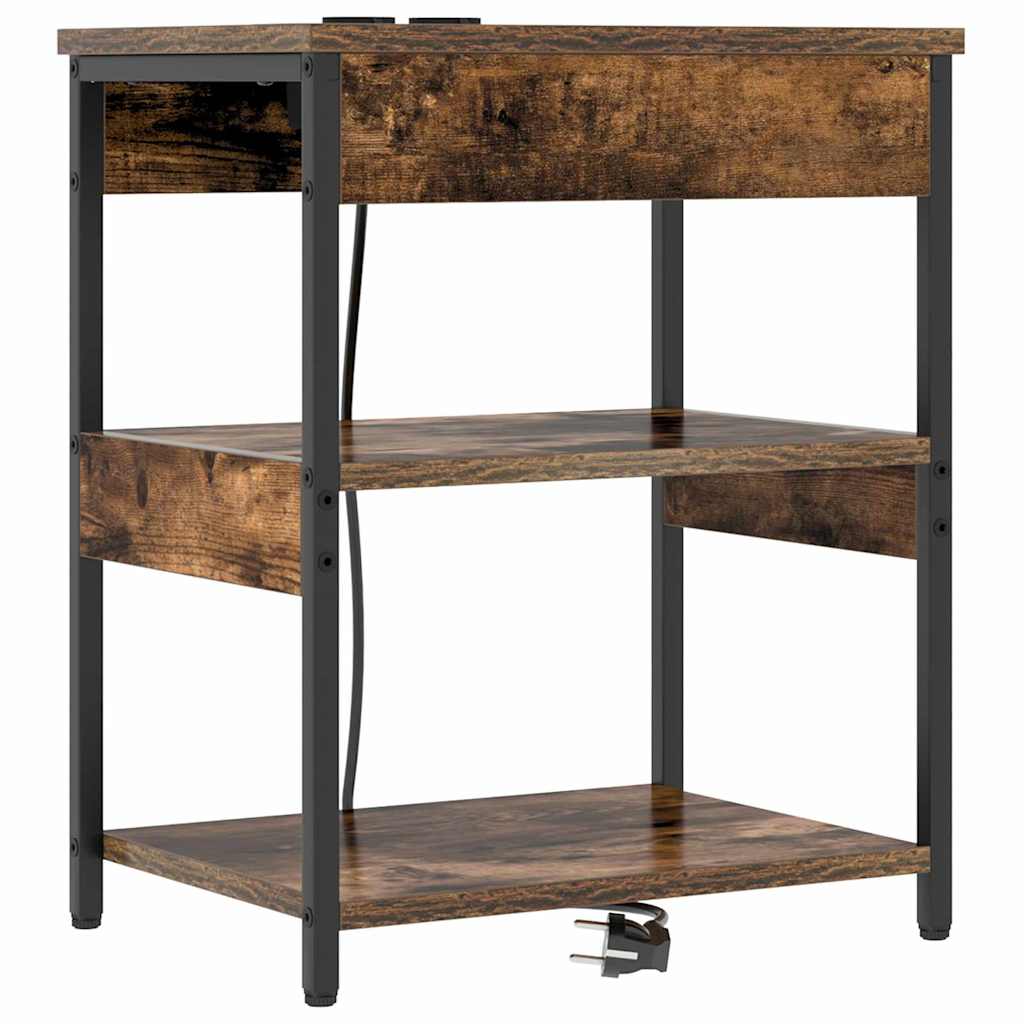 Nachttisch 2 pcs Räuchereiche Holzwerkstoff