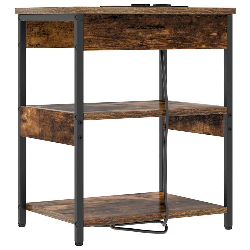 Nachttisch 2 pcs Räuchereiche Holzwerkstoff