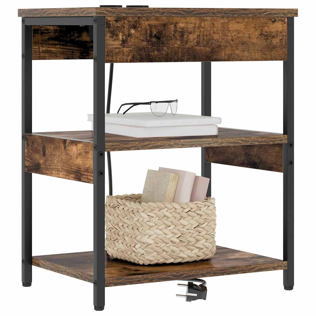 Nachttisch 2 pcs Räuchereiche Holzwerkstoff