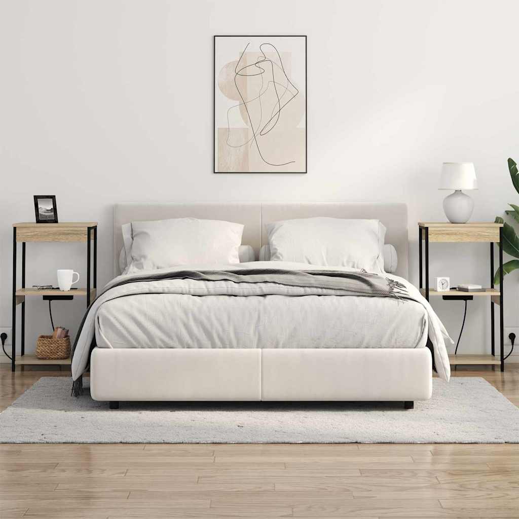 Nachttisch mit Ladestation mit Regal Sonoma Eiche Holzwerkstoff