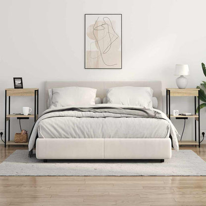 Nachttisch mit Ladestation mit Regal Sonoma Eiche Holzwerkstoff