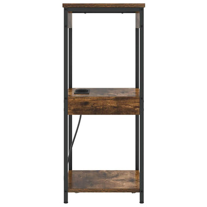 Nachttisch mit Ladestation mit Regal Räuchereiche Holzwerkstoff