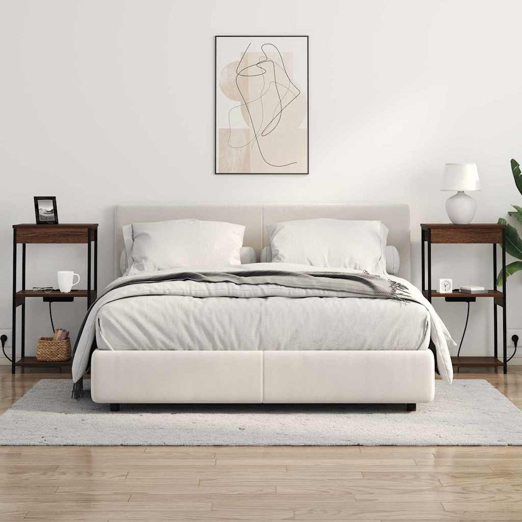 Nachttisch mit Ladestation mit Regal Braune Eiche Holzwerkstoff