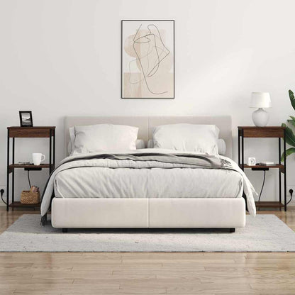 Nachttisch mit Ladestation mit Regal Braune Eiche Holzwerkstoff