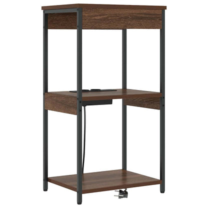 Nachttisch mit Ladestation mit Regal Braune Eiche Holzwerkstoff