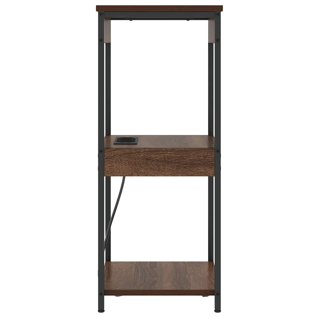 Nachttisch mit Ladestation mit Regal Braune Eiche Holzwerkstoff