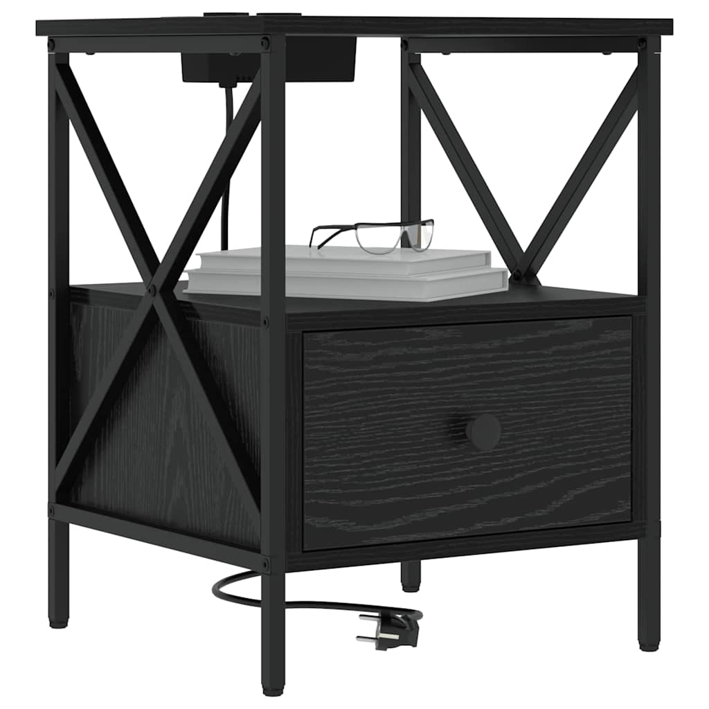 Nachttisch Schwarz Eichen-Optik 41,5 x 40,5 x 55 cm