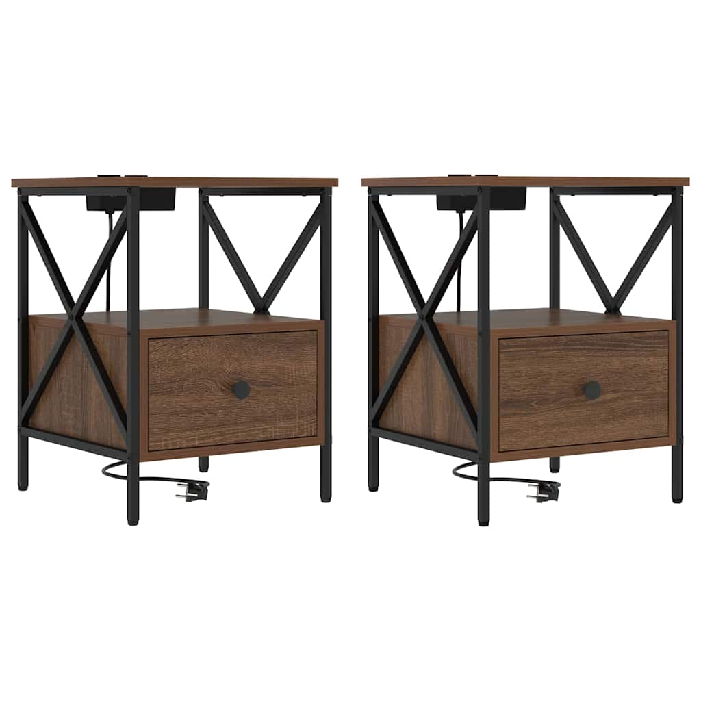 Nachttisch Braun Eichen-Optik 41,5 x 40,5 x 55 cm Holzwerkstoff