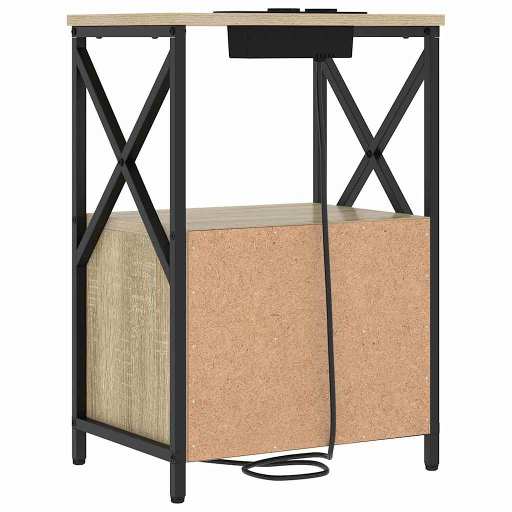 Nachttisch mit Ladestation Sonoma-Eiche Holzwerkstoff