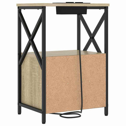 Nachttisch mit Ladestation Sonoma-Eiche Holzwerkstoff