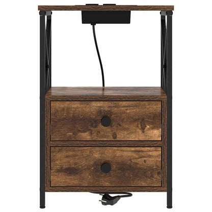 Nachttisch mit Ladestation Räuchereiche Holzwerkstoff