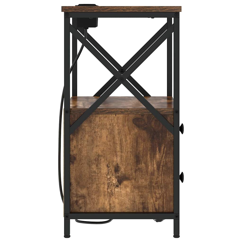 Nachttisch mit Ladestation Räuchereiche Holzwerkstoff