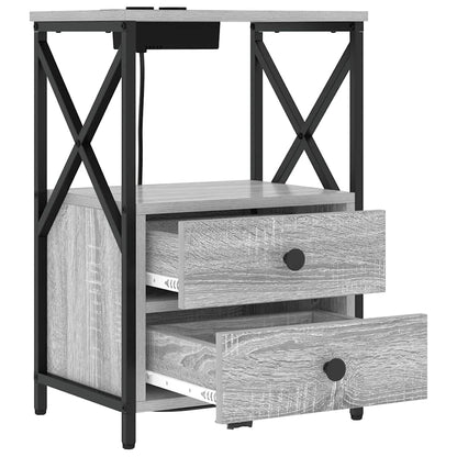 Nachttisch mit Ladestation Grau Sonoma Holzwerkstoff