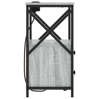 Nachttisch mit Ladestation Grau Sonoma Holzwerkstoff