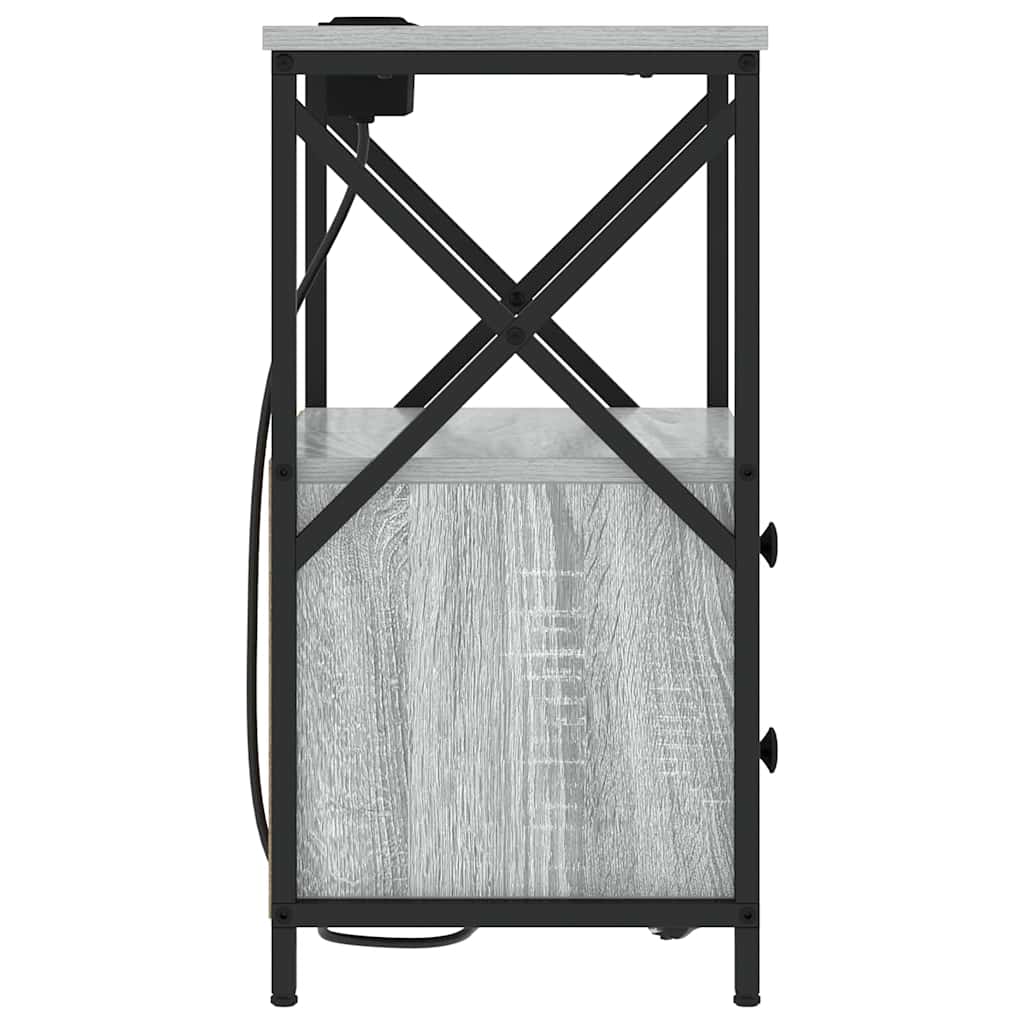 Nachttisch mit Ladestation Grau Sonoma Holzwerkstoff