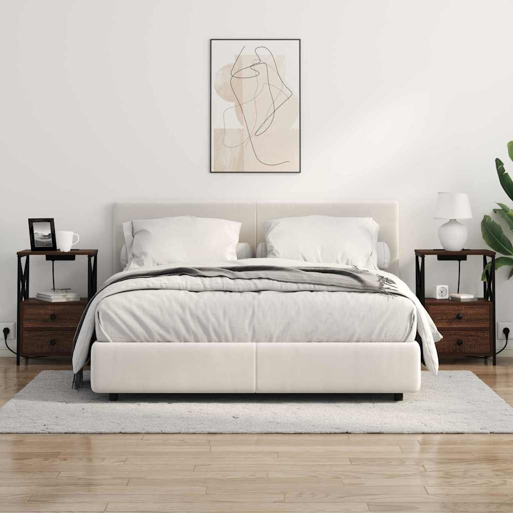 Nachttisch mit Ladestation Braun Eichen-Optik Holzwerkstoff