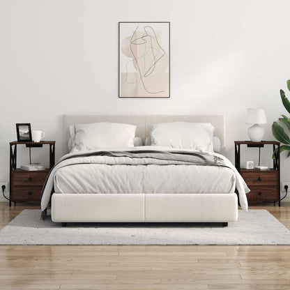 Nachttisch mit Ladestation Braun Eichen-Optik Holzwerkstoff