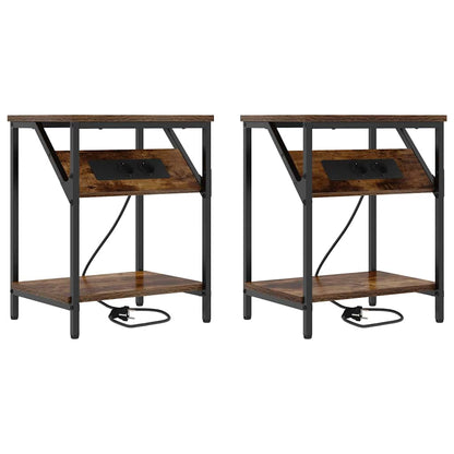 Nachttisch 2 pcs Räuchereiche 38 x 30 x 48 cm Holzwerkstoff