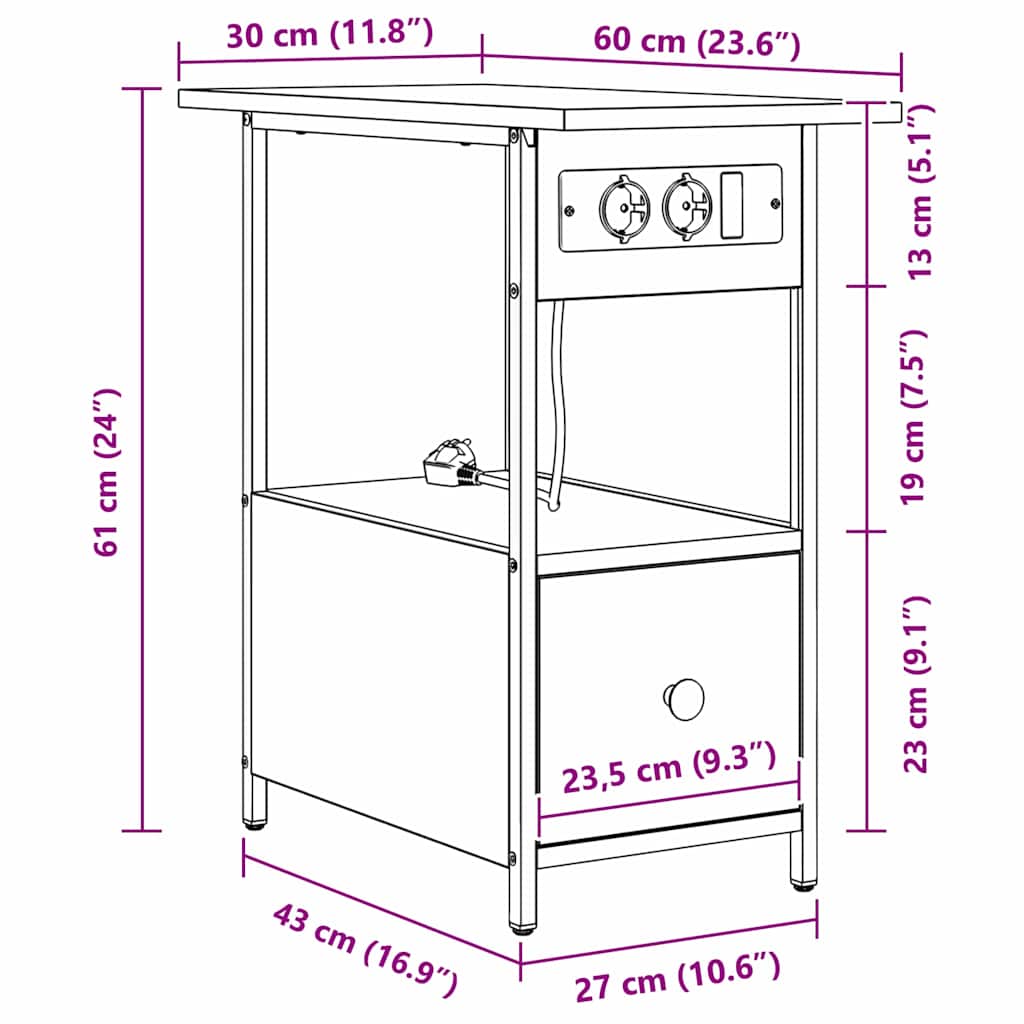 Nachttisch Sonoma Eiche 60 x 30 x 61 cm Holzwerkstoff