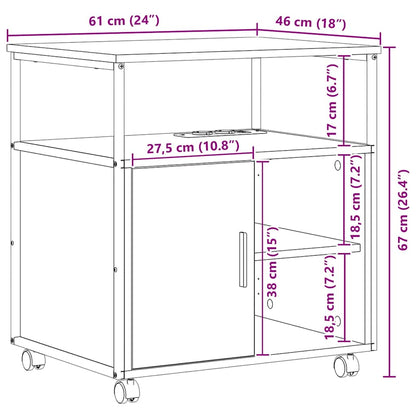 Büroschrank mit Lademöglichkeit Schwarze Eiche 61 x 46 x 67 cm