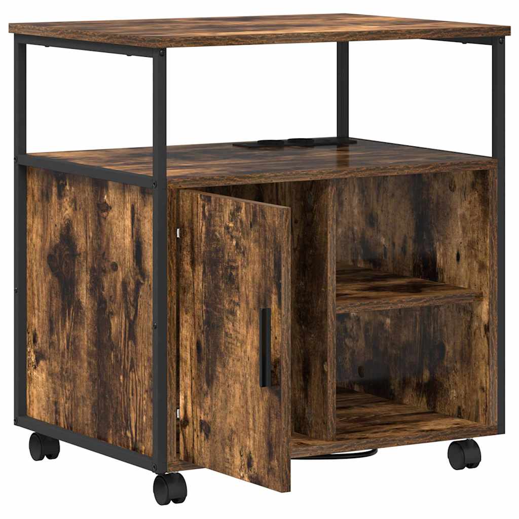 Büroschrank mit Lademöglichkeit Räuchereiche 61 x 46 x 67 cm