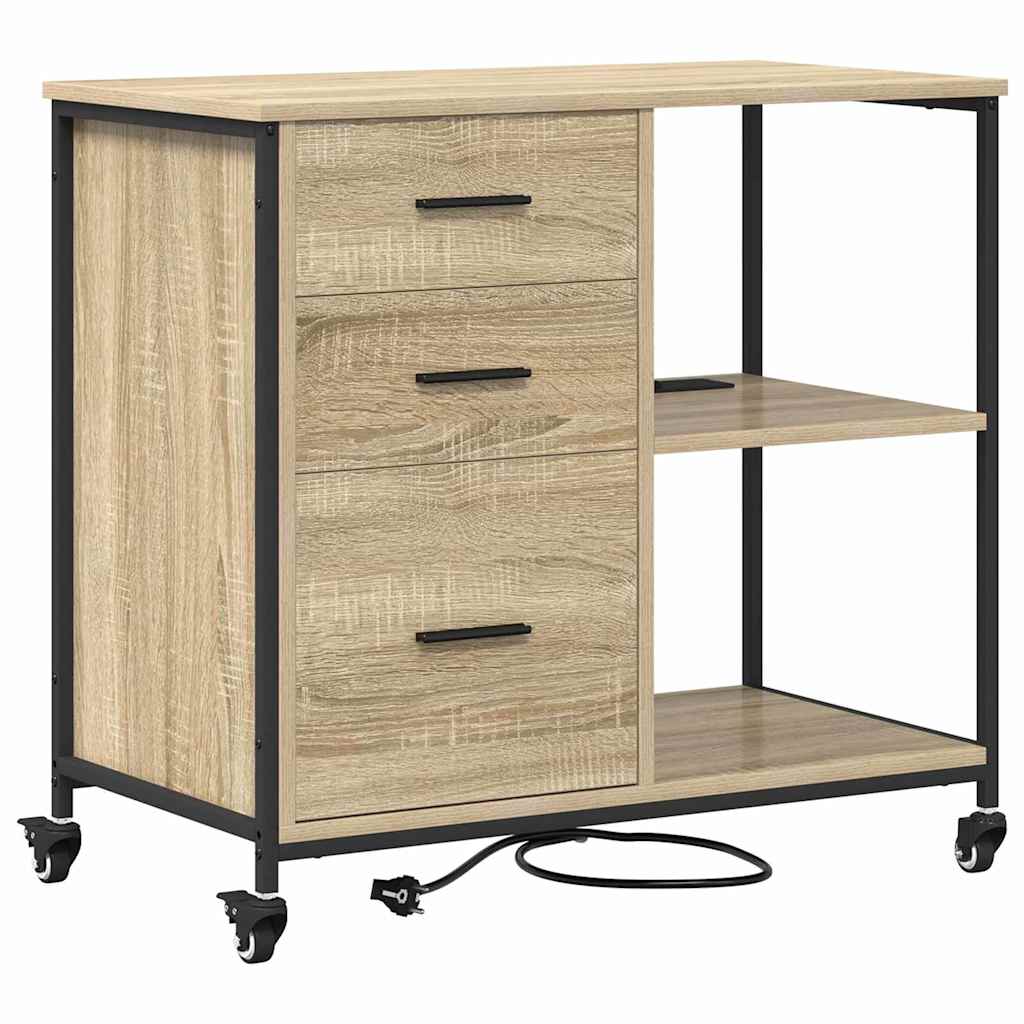 Büroschrank mit Rad Sonoma Eiche 76 x 41 x 72 cm Holzwerkstoff