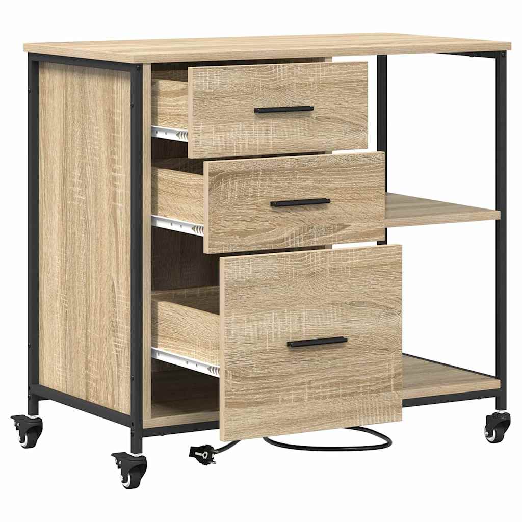Büroschrank mit Rad Sonoma Eiche 76 x 41 x 72 cm Holzwerkstoff