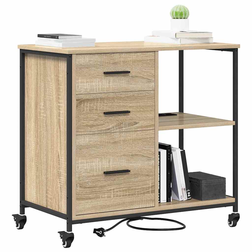 Büroschrank mit Rad Sonoma Eiche 76 x 41 x 72 cm Holzwerkstoff
