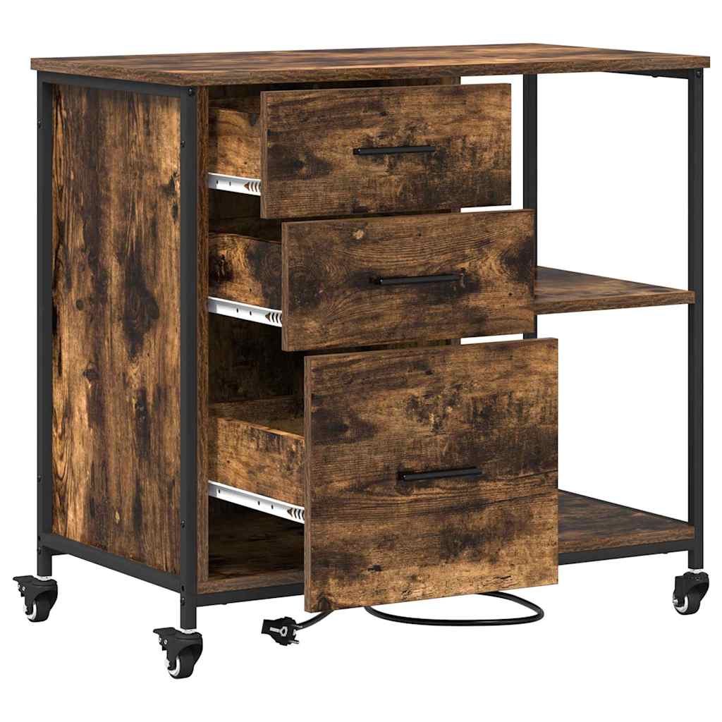 Büroschrank mit Rad Räuchereiche 76 x 41 x 72 cm Holzwerkstoff