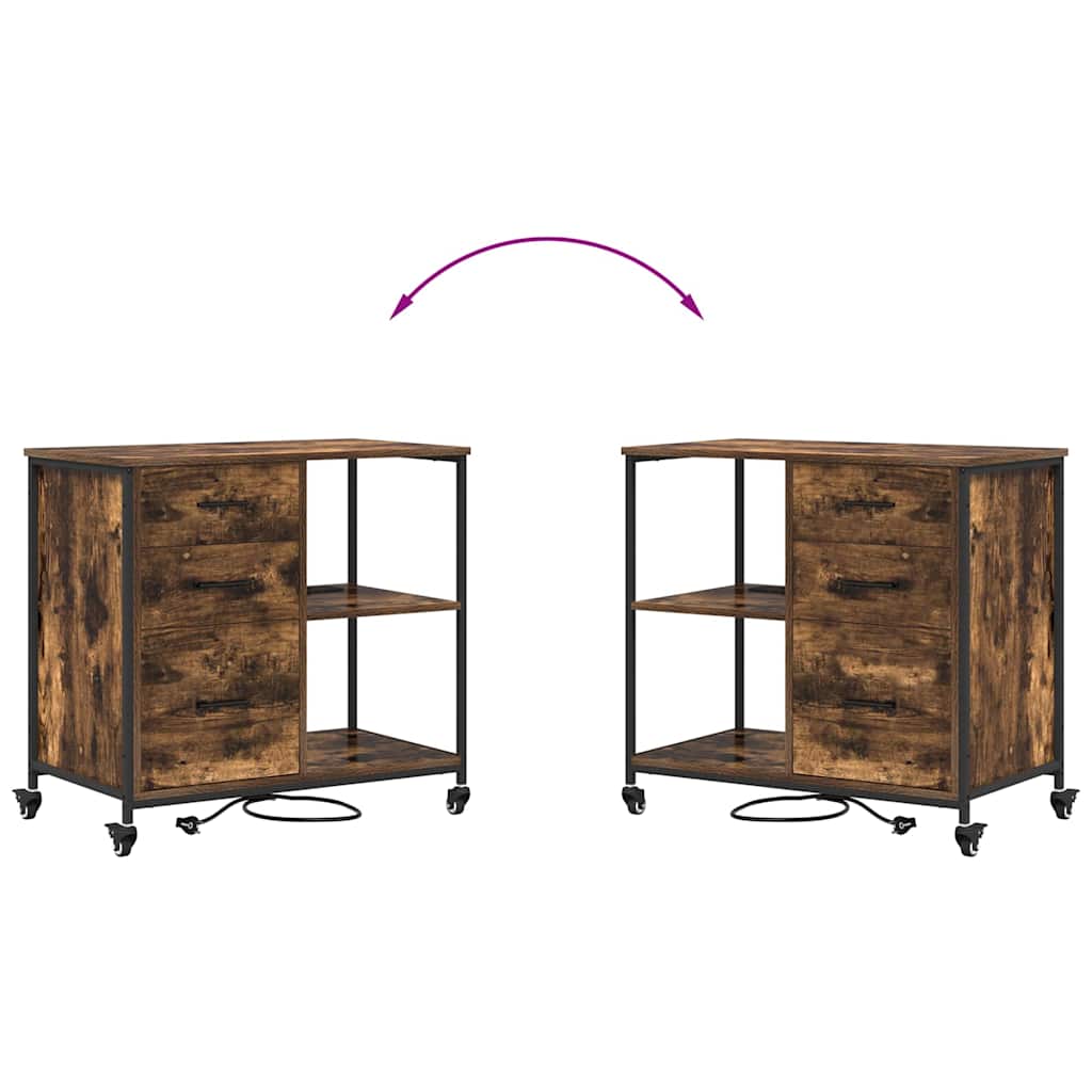 Büroschrank mit Rad Räuchereiche 76 x 41 x 72 cm Holzwerkstoff