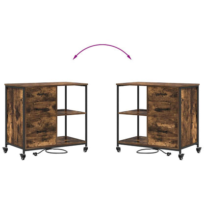 Büroschrank mit Rad Räuchereiche 76 x 41 x 72 cm Holzwerkstoff