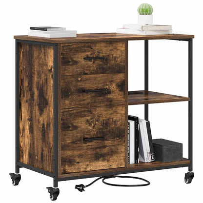 Büroschrank mit Rad Räuchereiche 76 x 41 x 72 cm Holzwerkstoff