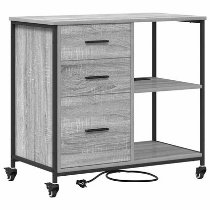 Büroschrank mit Rad Grau Sonoma 76 x 41 x 72 cm Holzwerkstoff
