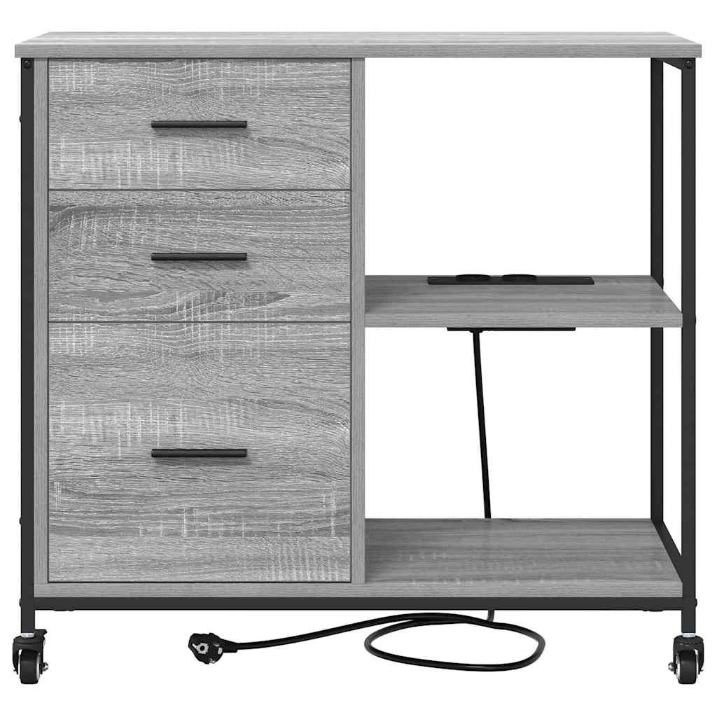 Büroschrank mit Rad Grau Sonoma 76 x 41 x 72 cm Holzwerkstoff