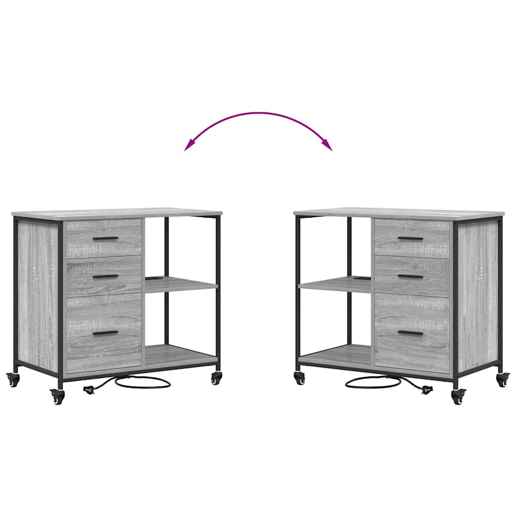Büroschrank mit Rad Grau Sonoma 76 x 41 x 72 cm Holzwerkstoff
