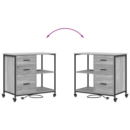 Büroschrank mit Rad Grau Sonoma 76 x 41 x 72 cm Holzwerkstoff