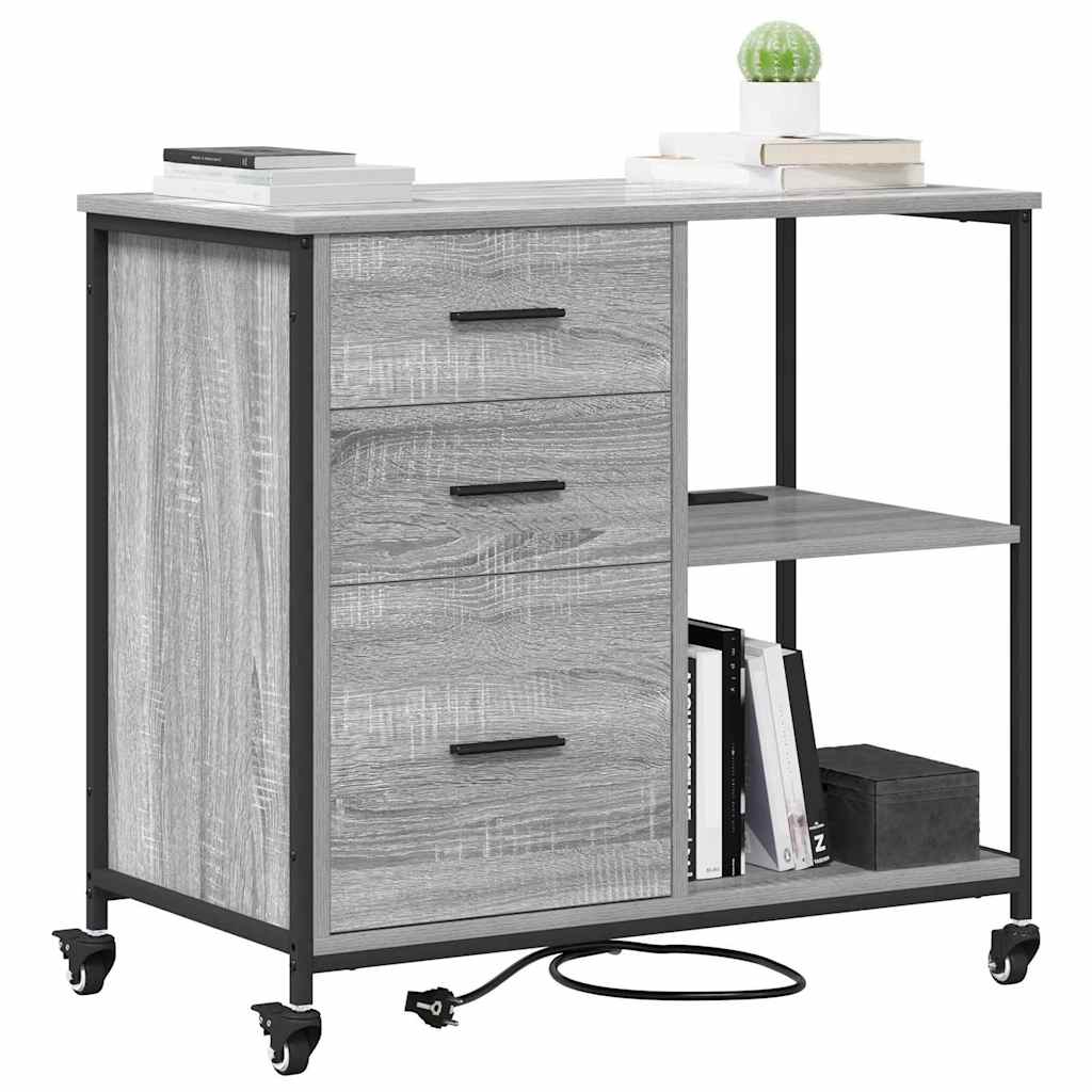 Büroschrank mit Rad Grau Sonoma 76 x 41 x 72 cm Holzwerkstoff