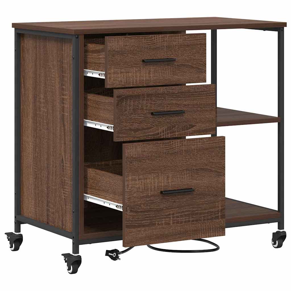Büroschrank mit Rad Braune Eiche 76 x 41 x 72 cm Holzwerkstoff