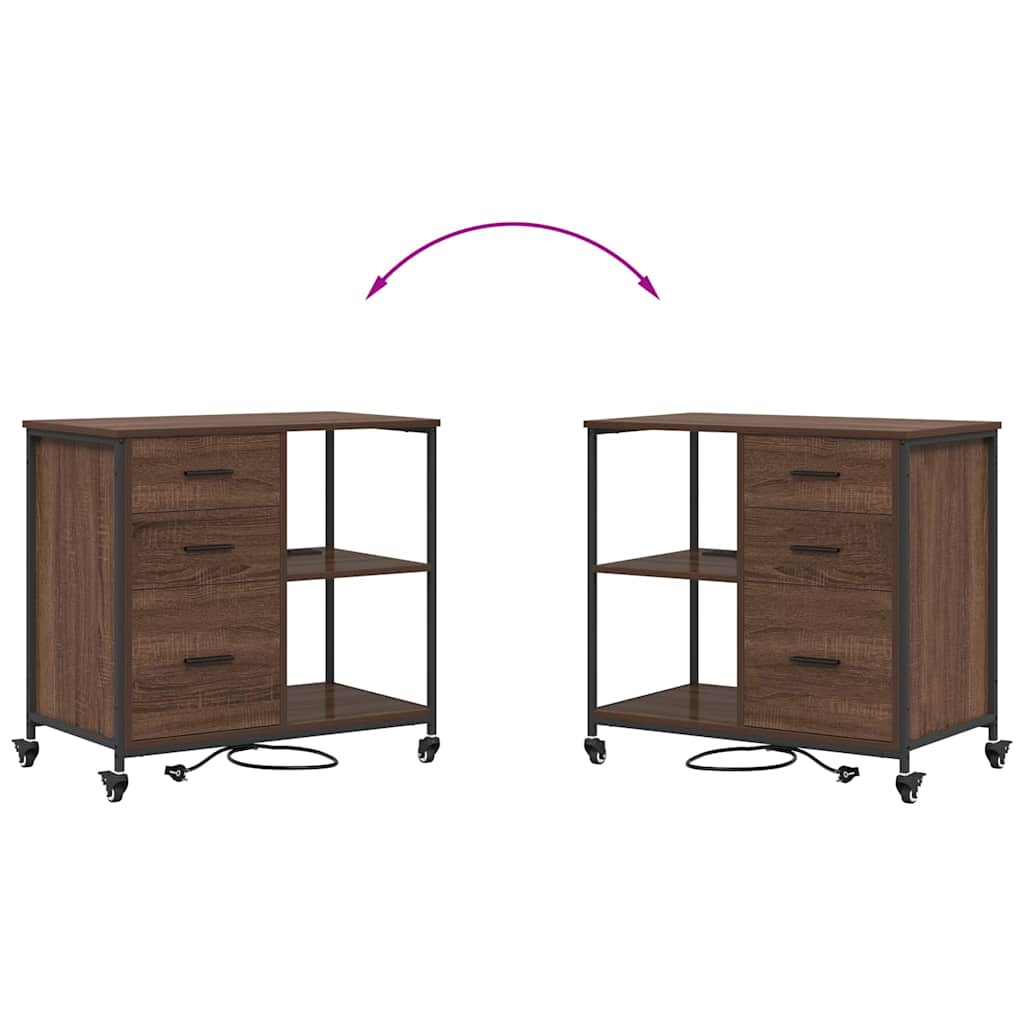 Büroschrank mit Rad Braune Eiche 76 x 41 x 72 cm Holzwerkstoff