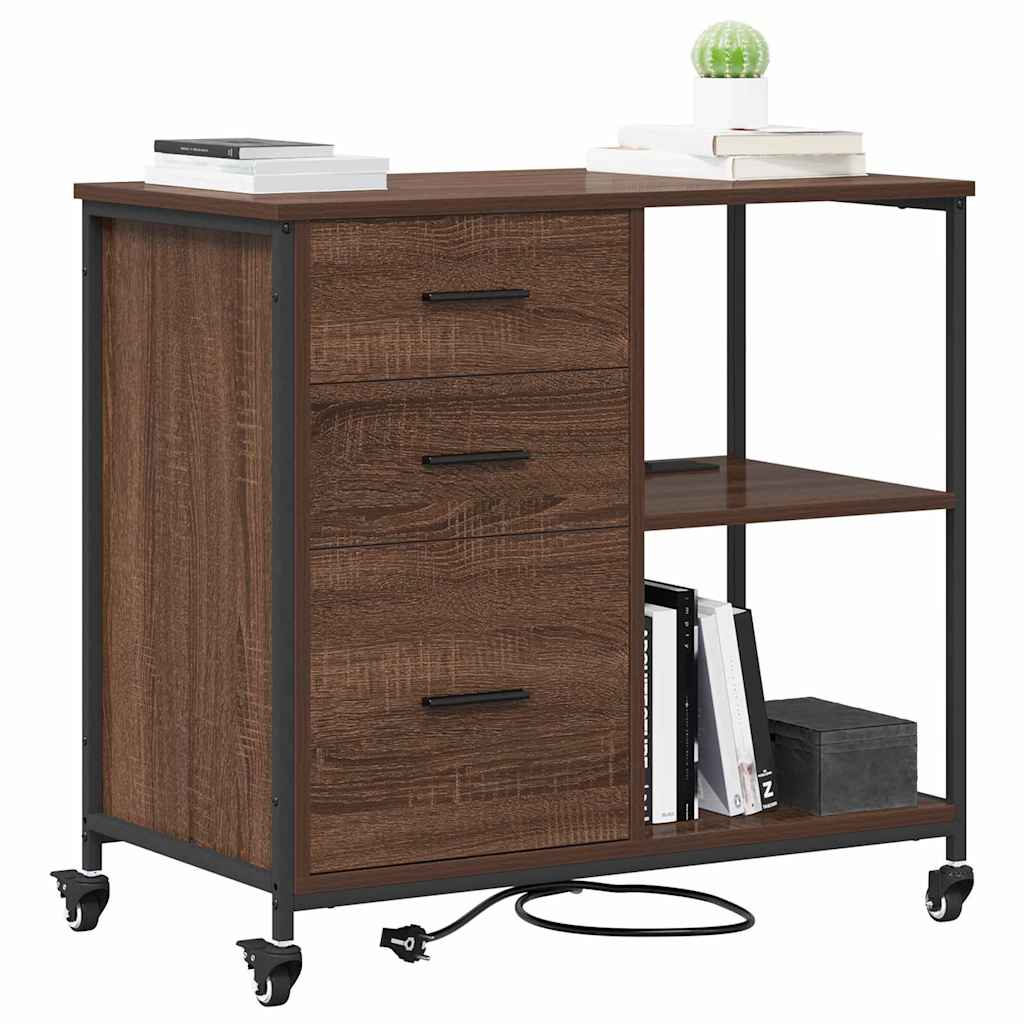 Büroschrank mit Rad Braune Eiche 76 x 41 x 72 cm Holzwerkstoff