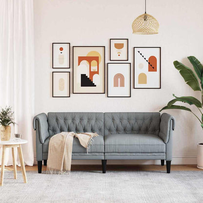 Chesterfield-Sofa Hellgrau 182,5 x 74,5 x 74,5 cm Stoff