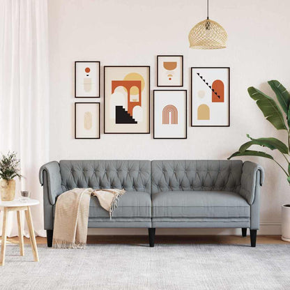 Chesterfield-Sofa Hellgrau 201,5 x 74,5 x 74,5 cm Stoff