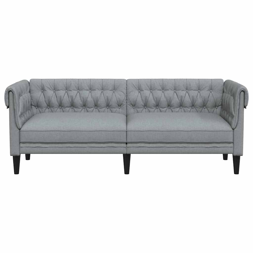Chesterfield-Sofa Hellgrau 201,5 x 74,5 x 74,5 cm Stoff