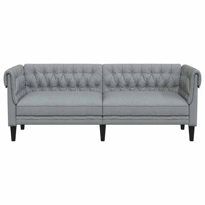 Chesterfield-Sofa Hellgrau 201,5 x 74,5 x 74,5 cm Stoff