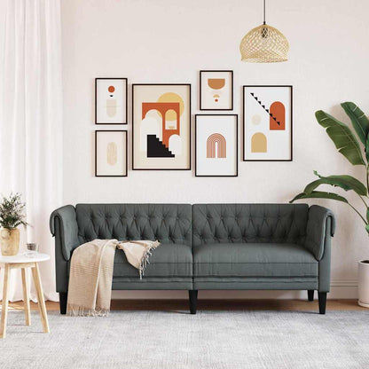 Chesterfield-Sofa Dunkelgrau 201,5 x 74,5 x 74,5 cm Stoff